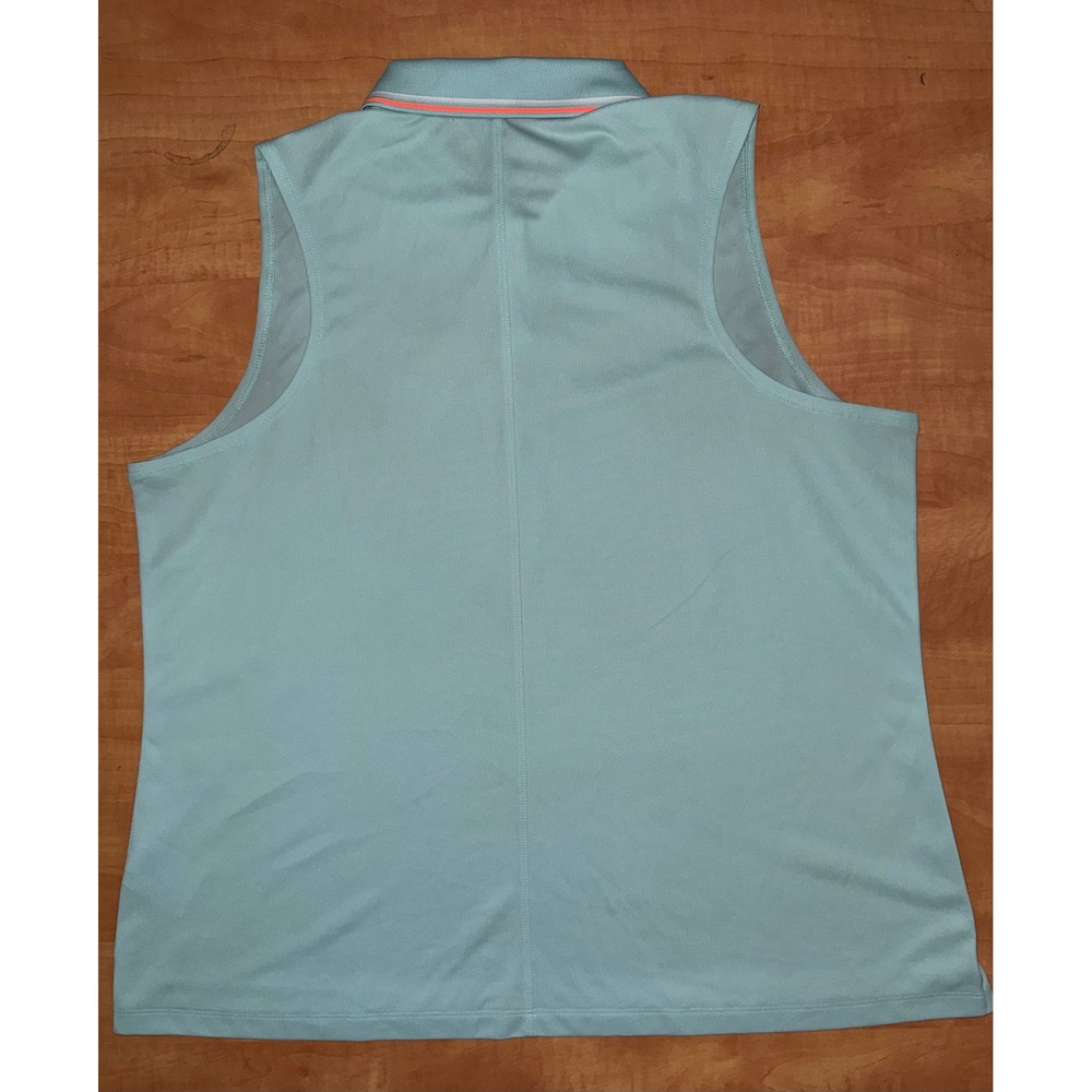 Nike Dri-FIT Sleeveless Golf Polo Shirt Aqua Blue Orange Trim Womens XL - Picture 5 of 7